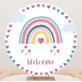 Lofaris Colorful Heart And Rainbow Circle Baby Shower Backdrop